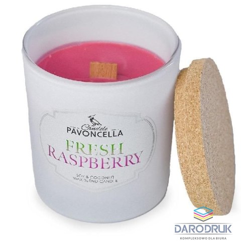 Pavoncella Świeczka ozdobna Classico Fresh Raspberry biała 135 g Pavoncella (5905711530738)