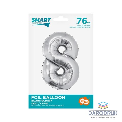 Godan Balon foliowy Smart cyfra 8 srebrna 76cm Godan (CH-SSR8)