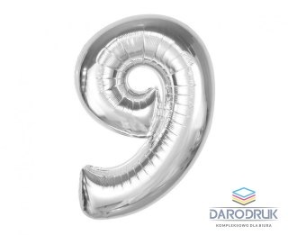 Godan Balon foliowy Smart, cyfra 9 srebrna, 92 cm Godan (CH-S9S9)