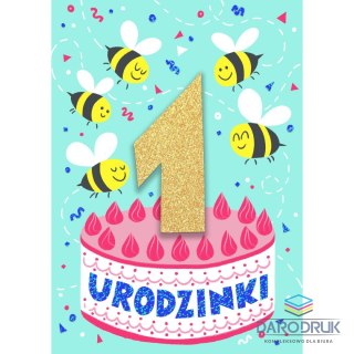 Art Nuvo Kartka składana B6 Cyferki brokatowe [mm:] 120x170 Art Nuvo (5902973358629)