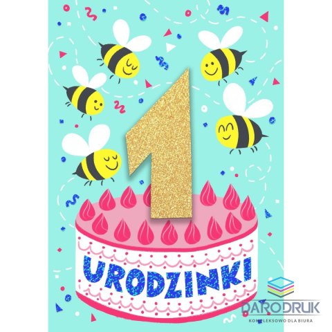 Art Nuvo Kartka składana B6 Cyferki brokatowe [mm:] 120x170 Art Nuvo (5902973358629)