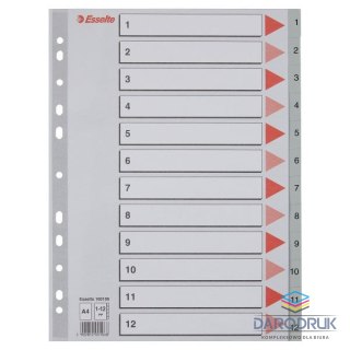 Esselte Przekładka numeryczna 1-12 A4 szara 12k 1-12 Esselte (100106)