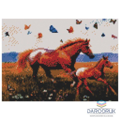 Flamingo Line Zestaw kreatywny Diamentowa mozaika 30x40cm Konie 3 Flamingo Line (TMS29828)