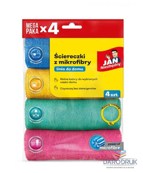 Jan Niezbędny Ścierka z mikrofibry 4 sztuki mikrofibra [mm:] 300x300 Jan Niezbędny (SA-JN-355832)