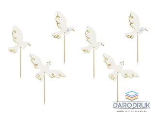 Partydeco Ozdoba na piku Dekoracje do muffinek - Gołębie, 14.5 cm, mix Partydeco (KPM31)