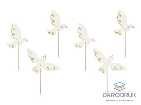 Partydeco Ozdoba na piku Dekoracje do muffinek - Gołębie, 14.5 cm, mix Partydeco (KPM31)