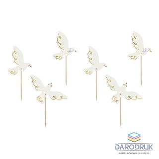 Partydeco Ozdoba na piku Dekoracje do muffinek - Gołębie, 14.5 cm, mix Partydeco (KPM31)