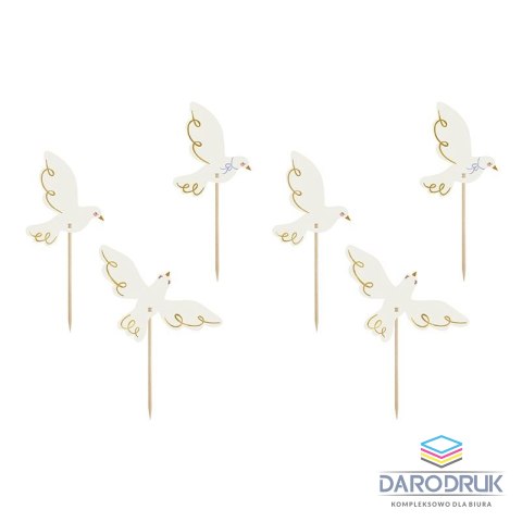Partydeco Ozdoba na piku Dekoracje do muffinek - Gołębie, 14.5 cm, mix Partydeco (KPM31)