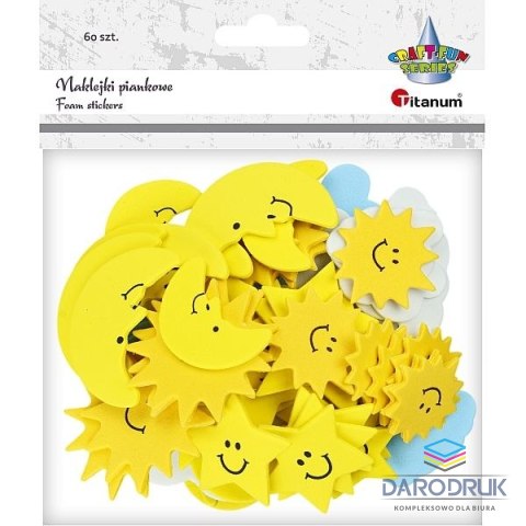 Titanum Naklejka (nalepka) Craft-Fun Series piankowa słońca, księżyce, gwiazdki, chmurki Titanum