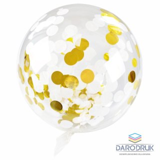 Arpex Balon gumowy Golden party konfetti złote transparentny 450mm Arpex (BLF0041ZLO)