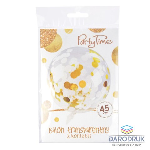 Arpex Balon gumowy Golden party konfetti złote transparentny 450mm Arpex (BLF0041ZLO)