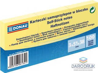 Donau Notes samoprzylepny (karteczki) żółty 100k [mm:] 38x51 Donau (7585001-11)