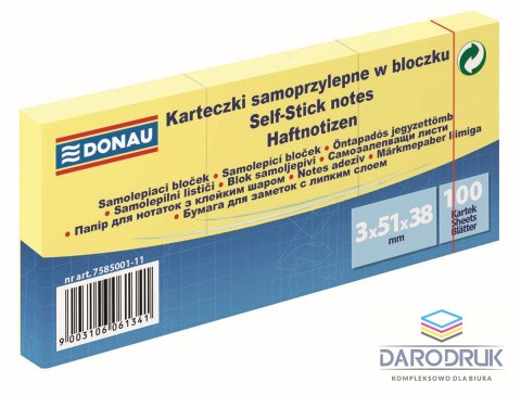 Donau Notes samoprzylepny (karteczki) żółty 100k [mm:] 38x51 Donau (7585001-11)