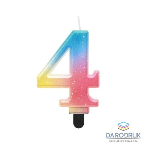 Godan Świeczka urodzinowa cyferka 4, ombre, pastelowa, 8 cm Godan (SF-OPA4)