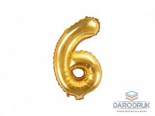 Partydeco Balon foliowy cyfra 6 złota 14cal Partydeco (FB10M-6-019)