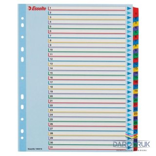 Esselte Przekładka numeryczna Mylar maxi A4 mix kolorów 160g 31k 1-31 Esselte (100210)