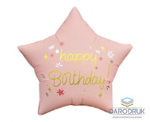 Godan Balon foliowy Happy Birthday, gwiazda matowa j. różowa 18cal Godan (FG-GHMR)