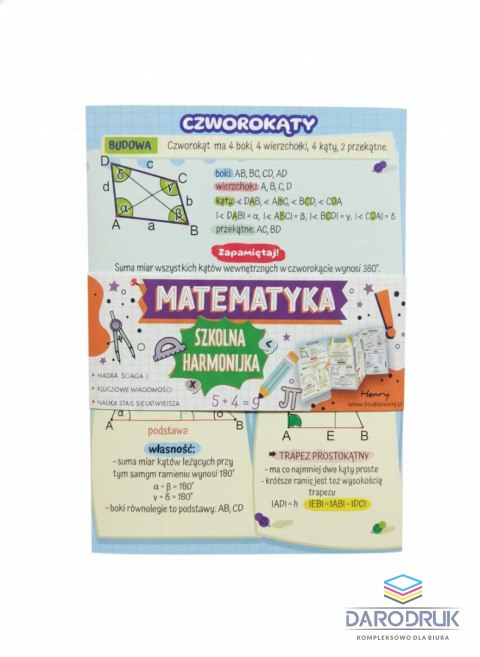 Henry Książeczka edukacyjna Ściąga harmonijka Matematyka trójkaty i czworokaty Henry (5905701489183)