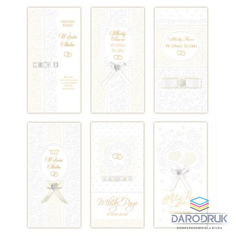 Kartka składana DL laurka dl exclusive brokat ślub (5902221807558)