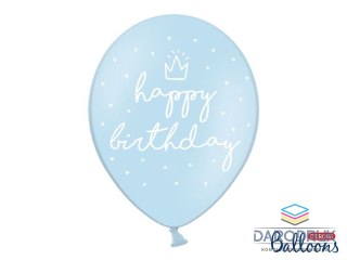 Partydeco Balon gumowy gumowy niebieski z nadrukiem happy Birthday 30 cm/6 sztuk niebieski 300mm Partydeco (SB14P-244-011-6)