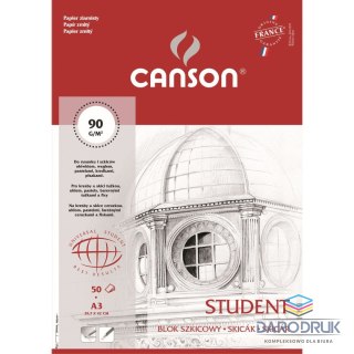 Canson Blok rysunkowy Student klejony A3 biały 90g 50k Canson (100554853)