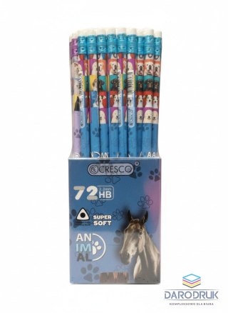Cresco Ołówek trójkątny ANIMALS 215031 HB Cresco (Z GUMKĄ)
