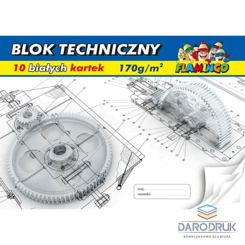 Flamingo Blok techniczny A4 biały 170g 10k [mm:] 210x297 Flamingo