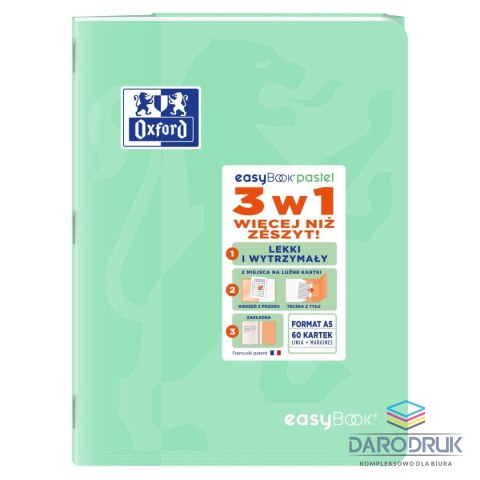 Oxford Zeszyt A5 EASYBOOK PASTEL 60k. 90g linia Oxford (400161236)