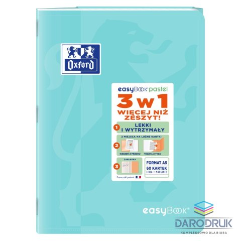 Oxford Zeszyt A5 EASYBOOK PASTEL 60k. 90g linia Oxford (400161236)