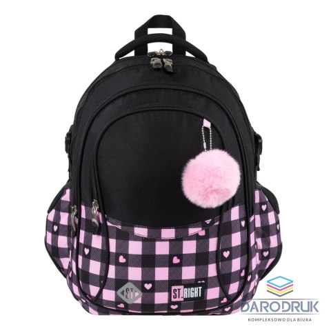 St.Right Plecak PINK CHECKERED 4-KOMORY St.Right (BP-01)
