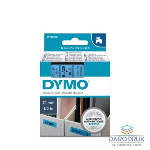 Dymo Taśma Dymo D1 12mm x 7m niebieska/czarny nadruk