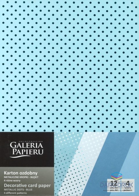 Galeria Papieru Papier ozdobny (wizytówkowy) A4 metaliczne kropki błękit błękitny 200g Galeria Papieru (208930)
