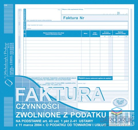 Michalczyk i Prokop Druk offsetowy 2/3 A4 Faktura VAT 80k. Michalczyk i Prokop (198-2E)