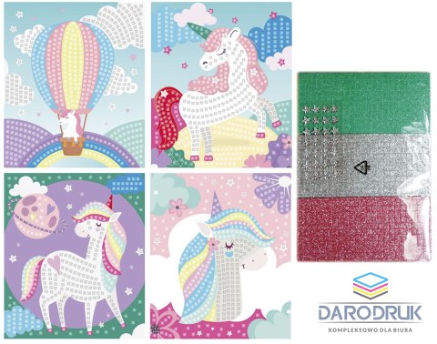 Fun&Joy Mozaika Glitter Unicorn 4 wzory: jednorożce. Fun&Joy (FJSR2201)