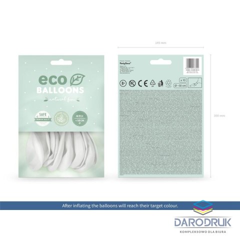 Partydeco Balon gumowy Pastel Eco Balloons biały 260mm Partydeco (ECO26P-008-10)