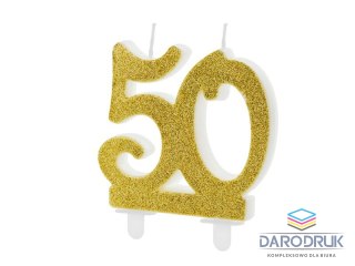 Partydeco Świeczka urodzinowa liczba 50, złoty 7.5cm Partydeco (SCU5-50-019)