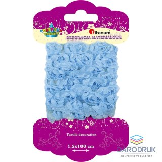 Titanum Ozdoba materiałowa Craft-Fun Series materiałowe róże na tiulowej tasiemce Titanum (D21)