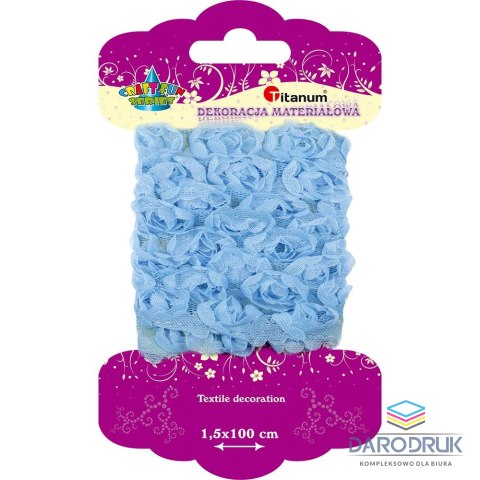 Titanum Ozdoba materiałowa Craft-Fun Series materiałowe róże na tiulowej tasiemce Titanum (D21)