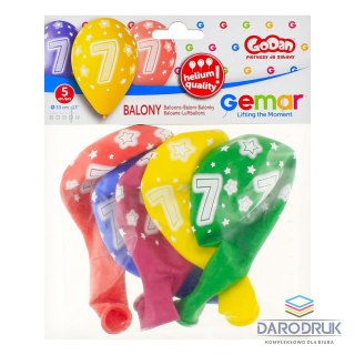 Godan Balon gumowy Premium Hel z nadrukiem 7, 13 cali/5 sztuk mix 330mm 13cal Godan (GS120/7)