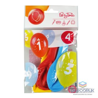 Arpex Balon gumowy z nadrukiem cyferki - 4 (3 szt.) mix 280mm Arpex (KB1931-4-9944)