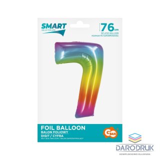 Godan Balon foliowy Smart cyfra 7 tęcza 76cm Godan (CH-STC7)