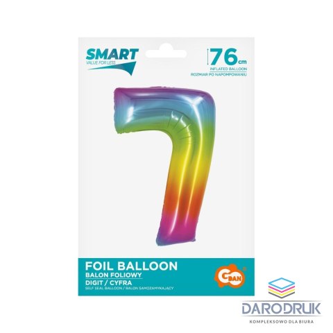 Godan Balon foliowy Smart cyfra 7 tęcza 76cm Godan (CH-STC7)