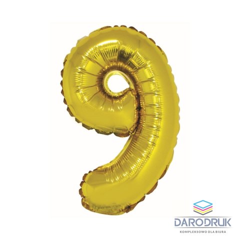 Godan Balon foliowy cyfra 9 złoty 35 cm Godan (FG-C35Z9)