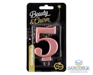 Godan Świeczka urodzinowa nr 5 różowo-złota 8 cm Godan (PF-SCRZ5)