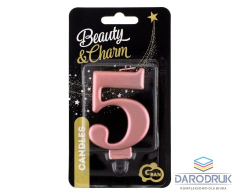 Godan Świeczka urodzinowa nr 5 różowo-złota 8 cm Godan (PF-SCRZ5)