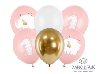 Partydeco Balon gumowy Roczek, Pastel Pale Pink różowa 300mm Partydeco (SB14P-322-081J-6)
