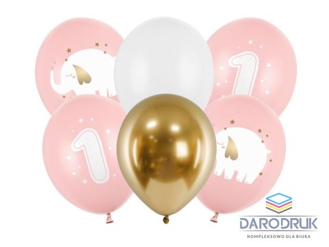 Partydeco Balon gumowy Roczek, Pastel Pale Pink różowa 300mm Partydeco (SB14P-322-081J-6)