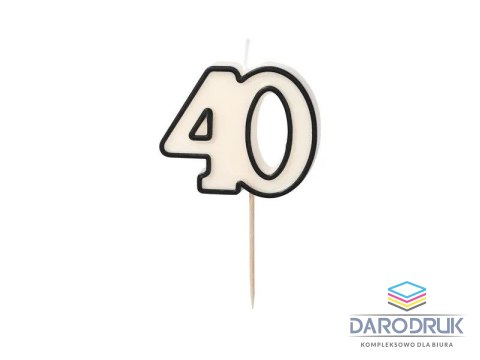 Partydeco Świeczka urodzinowa liczba 40, 5,5cm, biało-czarny Partydeco (SCU16-40)