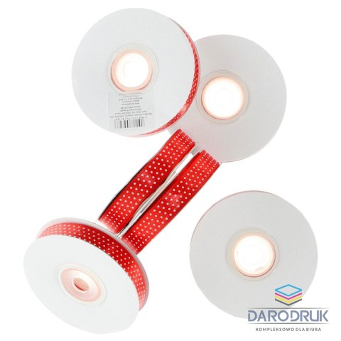 Partydeco Wstążka satynowa kropki 12x25 [mm x m] czerwona Partydeco (TSk12-007/08)