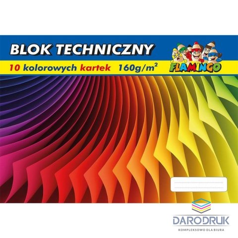 Flamingo Blok techniczny Flamingo kolorowy A3 10 kartek 170g/m?